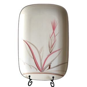 Vintage Winfield Dragon Flower Serving Platter Tray Cream Beige Pink Brown 40s